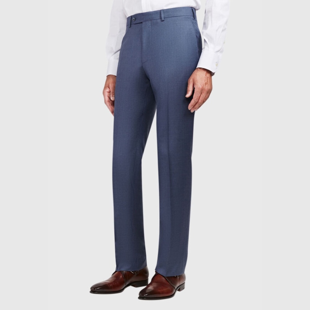 Seven/26 Super 130s Merino Wool Mid Blue Trousers